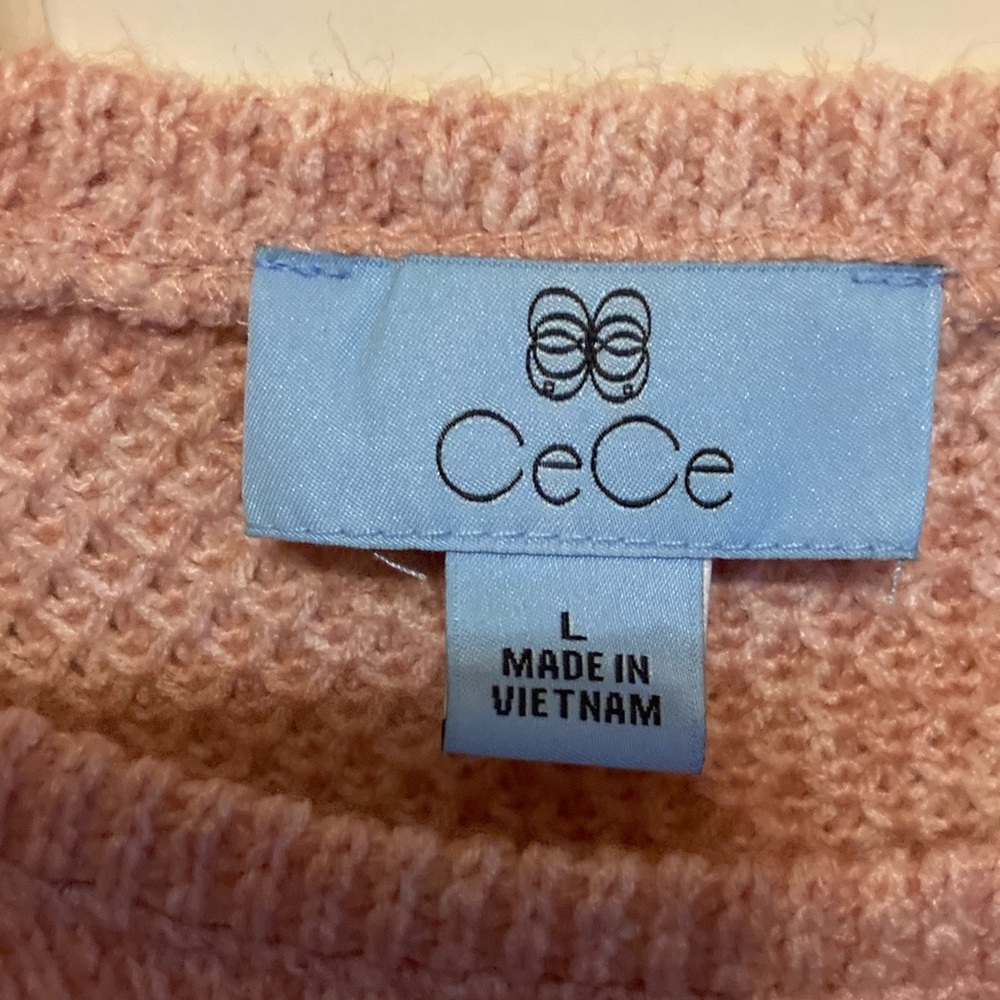 CeCe Blush Ruffle Hem Sweater Large - Picture 3 of 7